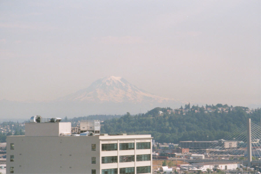 View of Mt Ranier from our hotel room